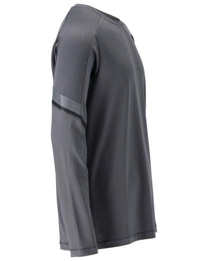 Stone Grey Coloured Mascot Workwear Mens Customized Long Sleeve T-Shirt on white background 