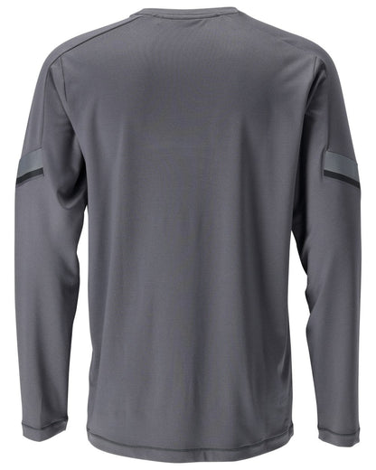 Stone Grey Coloured Mascot Workwear Mens Customized Long Sleeve T-Shirt on white background 