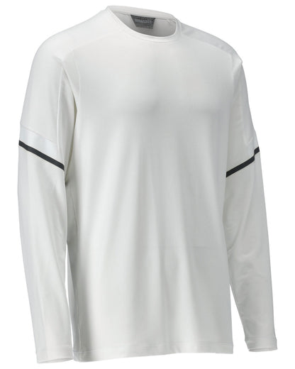 White Coloured Mascot Workwear Mens Customized Long Sleeve T-Shirt on white background 
