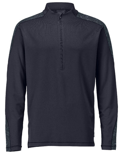 Dark Navy Coloured Mascot Workwear Mens Customized Long Sleeved Half Zip T-Shirt on white background 