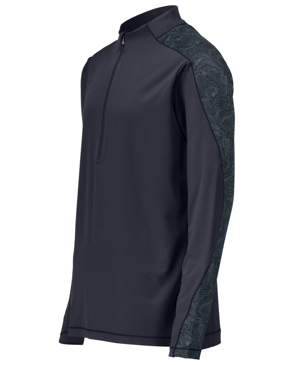 Dark Navy Coloured Mascot Workwear Mens Customized Long Sleeved Half Zip T-Shirt on white background 