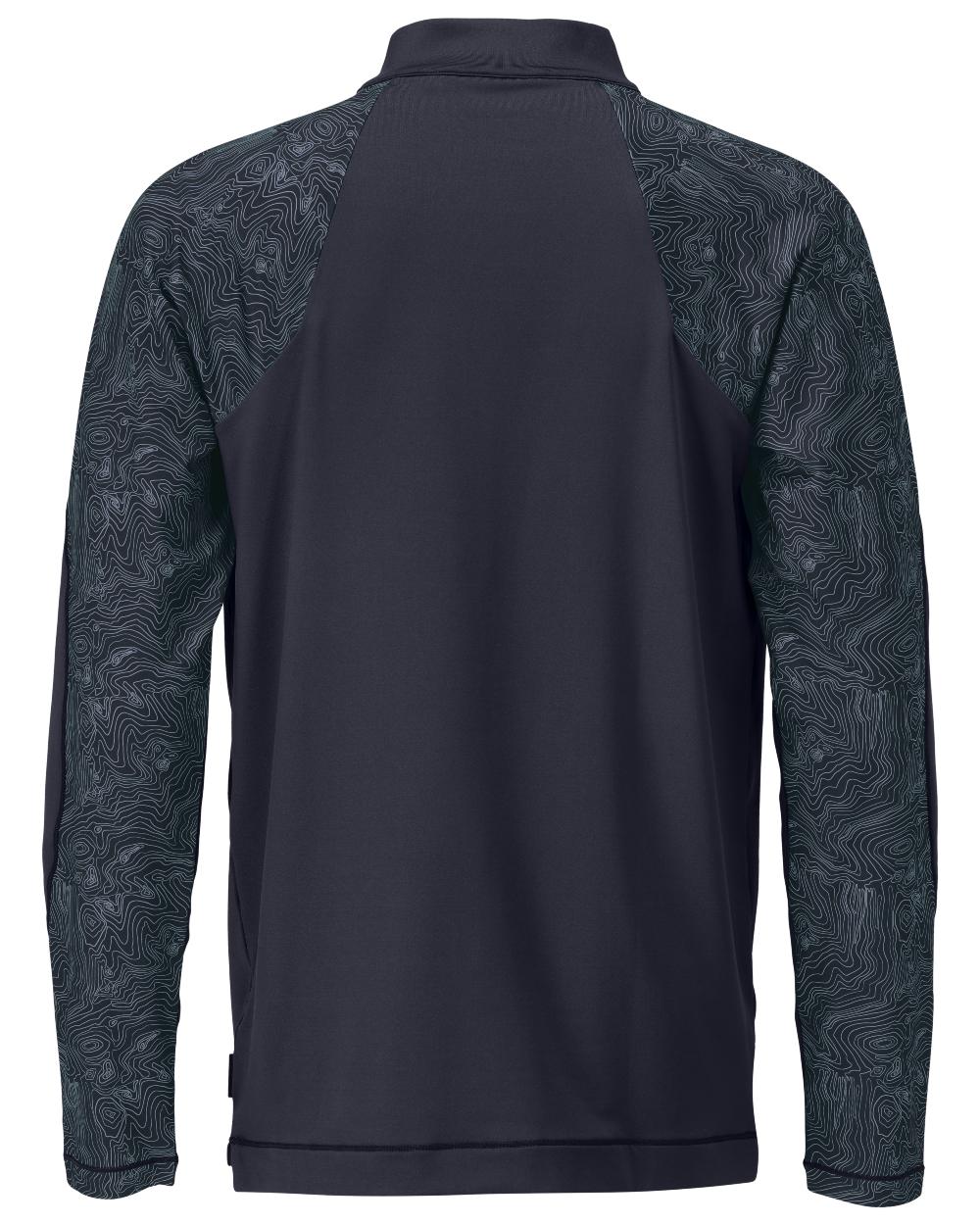 Dark Navy Coloured Mascot Workwear Mens Customized Long Sleeved Half Zip T-Shirt on white background 