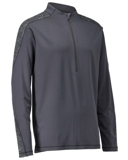Stone Grey Coloured Mascot Workwear Mens Customized Long Sleeved Half Zip T-Shirt on white background 