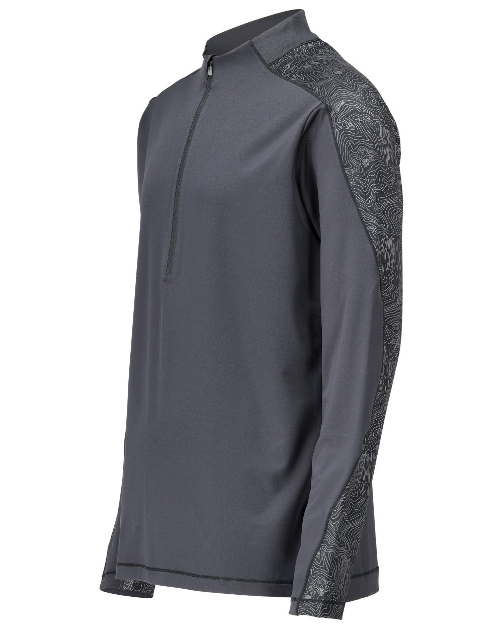 Stone Grey Coloured Mascot Workwear Mens Customized Long Sleeved Half Zip T-Shirt on white background 