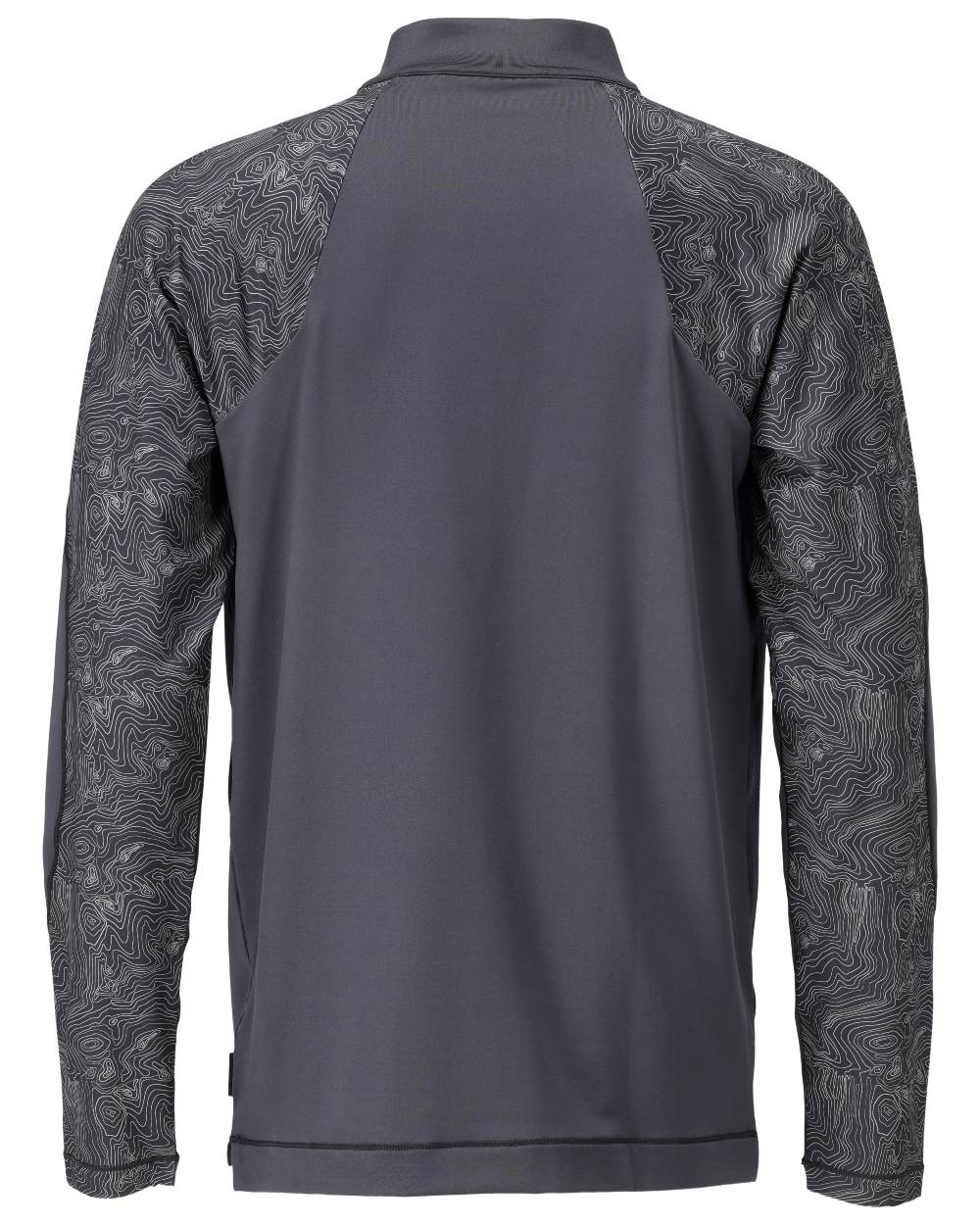 Stone Grey Coloured Mascot Workwear Mens Customized Long Sleeved Half Zip T-Shirt on white background 