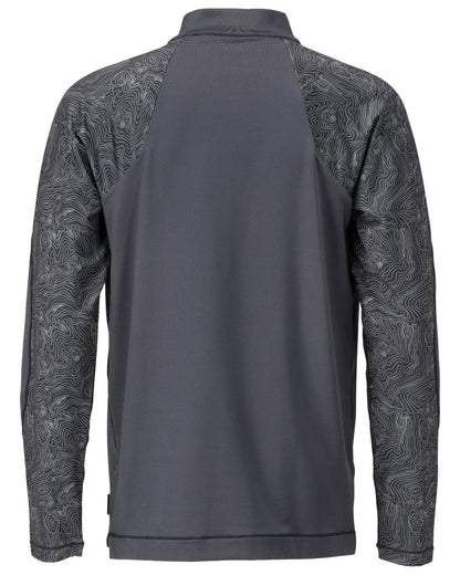 Stone Grey Coloured Mascot Workwear Mens Customized Long Sleeved Half Zip T-Shirt on white background 