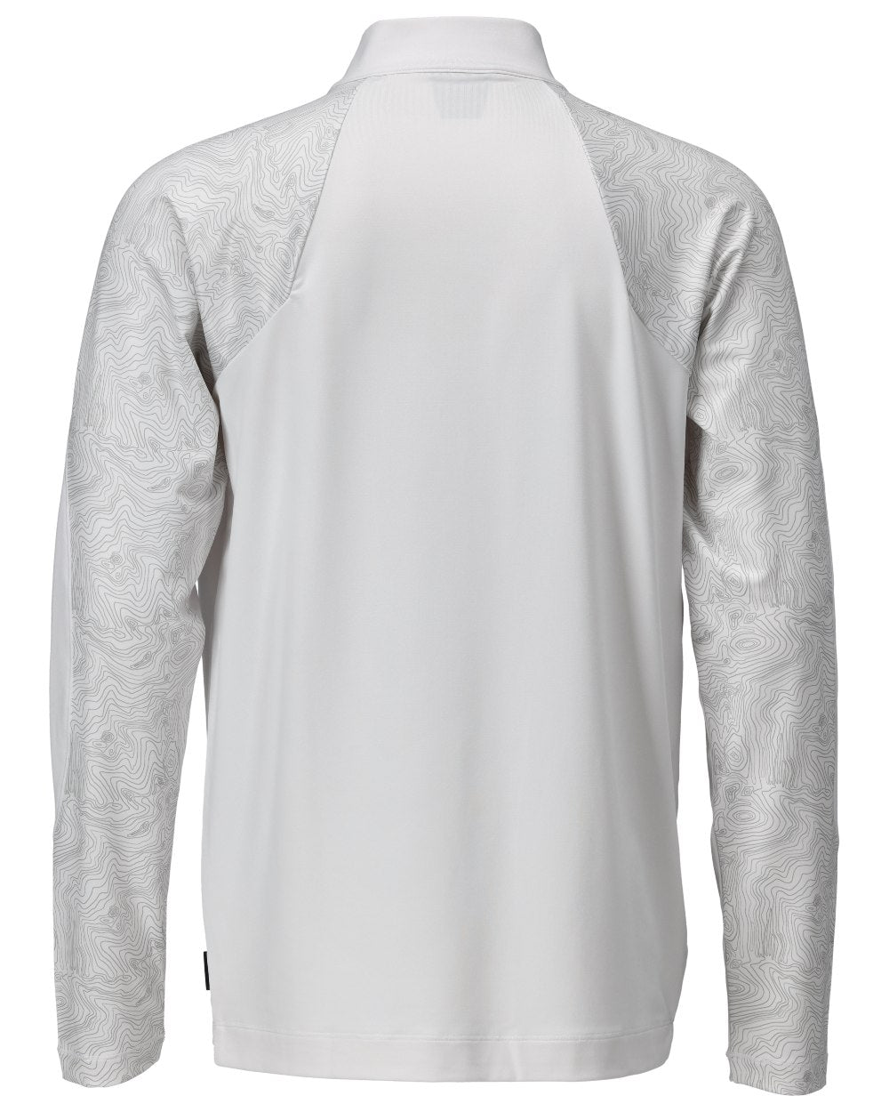 White Coloured Mascot Workwear Mens Customized Long Sleeved Half Zip T-Shirt on white background 