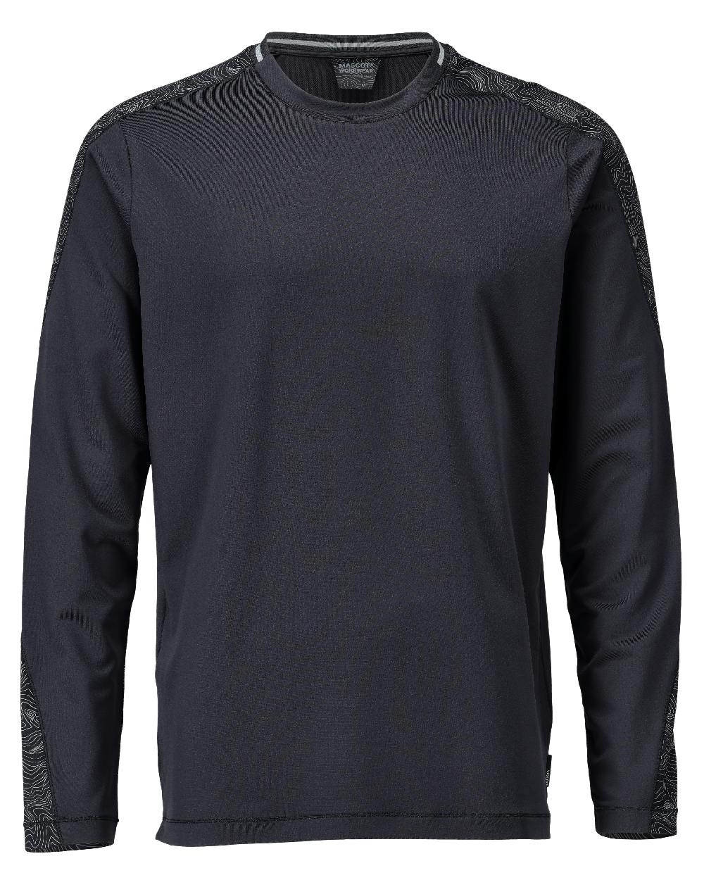 Black Coloured Mascot Workwear Mens Customized Long Sleeved T-Shirt on white background 