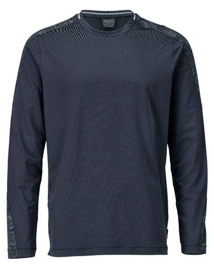 Dark Navy Coloured Mascot Workwear Mens Customized Long Sleeved T-Shirt on white background 