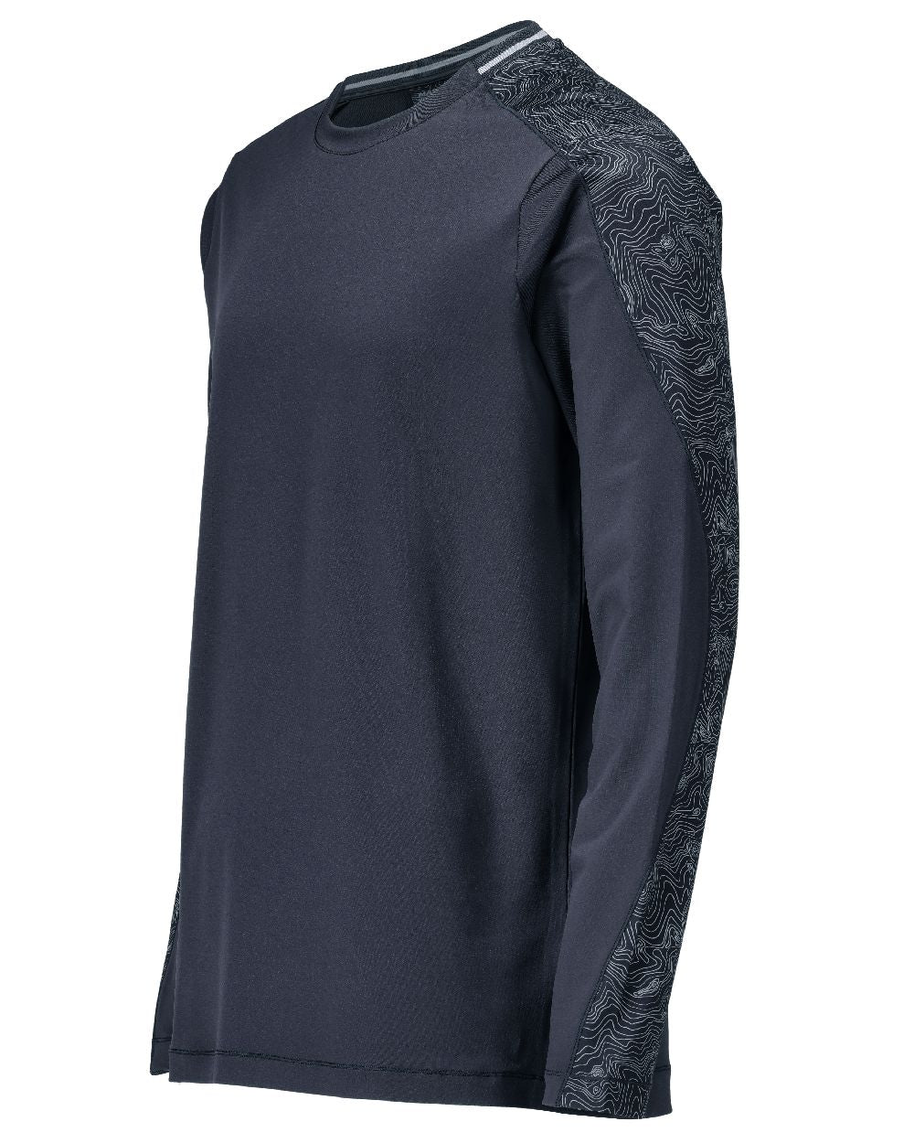 Dark Navy Coloured Mascot Workwear Mens Customized Long Sleeved T-Shirt on white background 