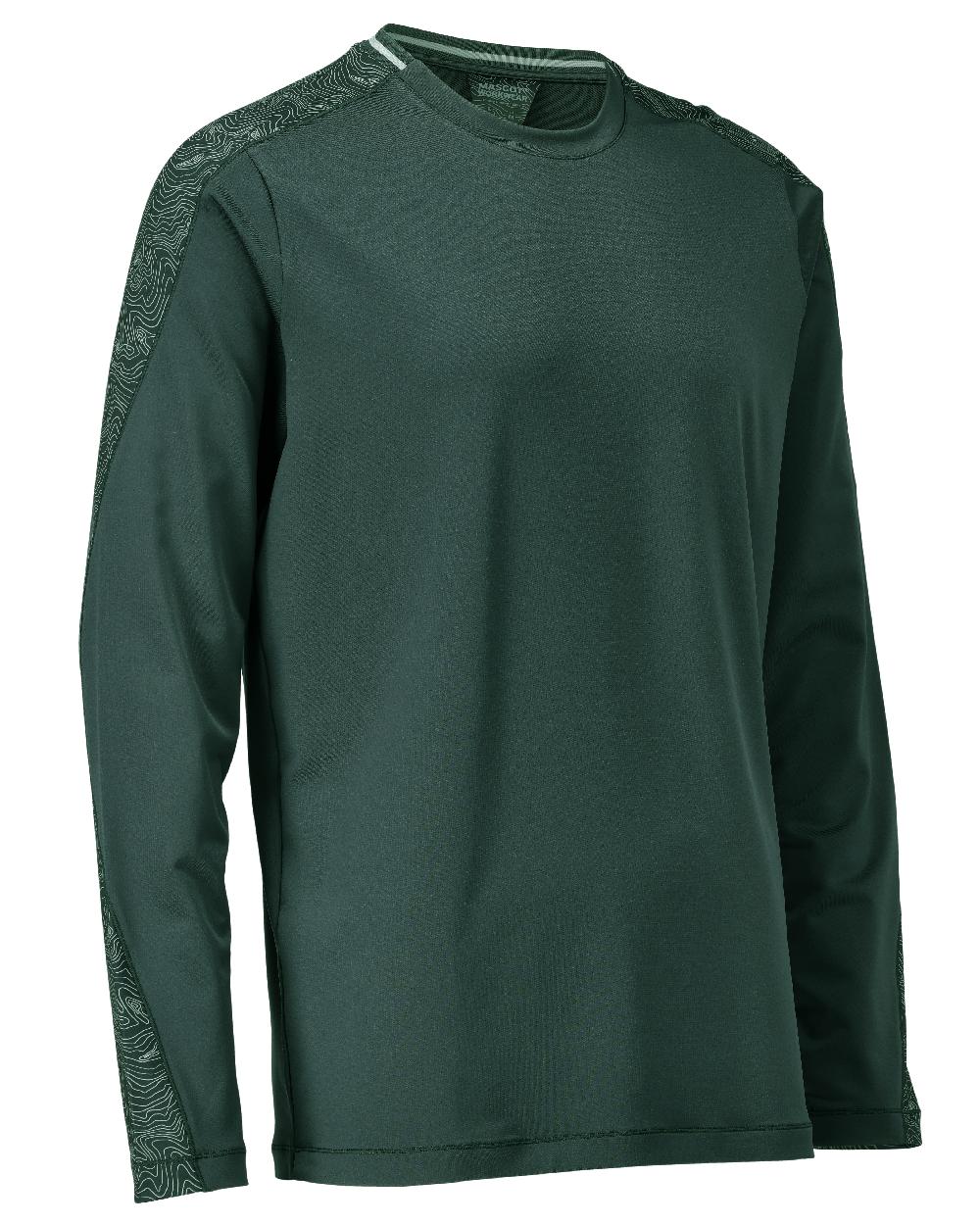 Forest Green Coloured Mascot Workwear Mens Customized Long Sleeved T-Shirt on white background 