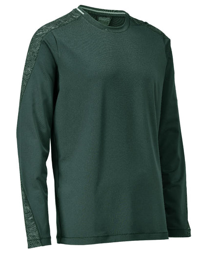 Forest Green Coloured Mascot Workwear Mens Customized Long Sleeved T-Shirt on white background 