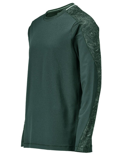 Forest Green Coloured Mascot Workwear Mens Customized Long Sleeved T-Shirt on white background 