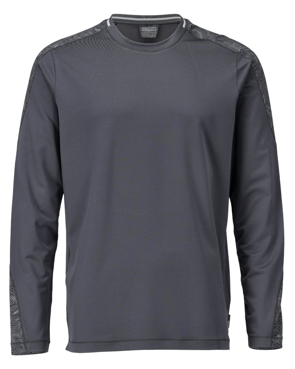 Stone Grey Coloured Mascot Workwear Mens Customized Long Sleeved T-Shirt on white background 