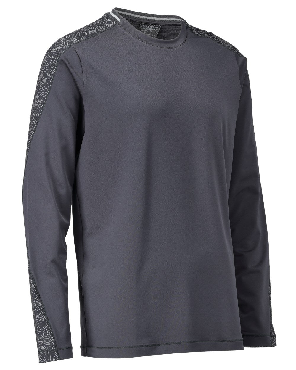 Stone Grey Coloured Mascot Workwear Mens Customized Long Sleeved T-Shirt on white background 