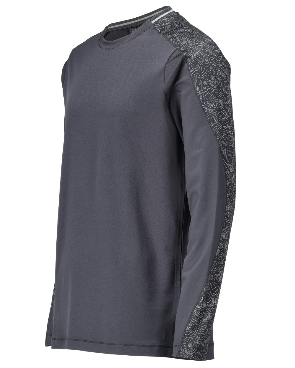 Stone Grey Coloured Mascot Workwear Mens Customized Long Sleeved T-Shirt on white background 