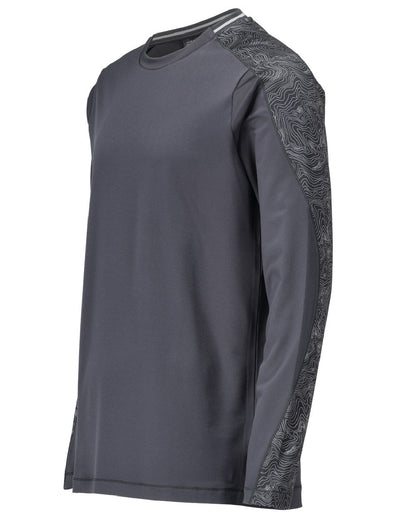 Stone Grey Coloured Mascot Workwear Mens Customized Long Sleeved T-Shirt on white background 