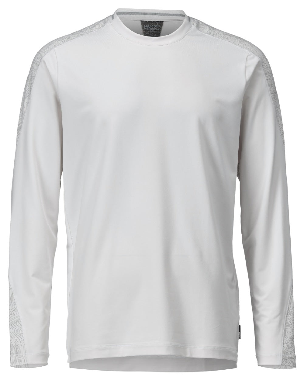 White Coloured Mascot Workwear Mens Customized Long Sleeved T-Shirt on white background 