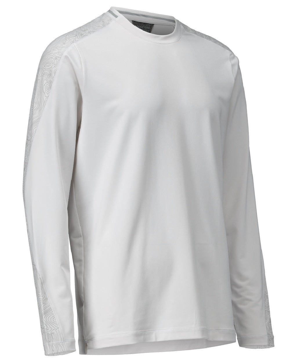 White Coloured Mascot Workwear Mens Customized Long Sleeved T-Shirt on white background 