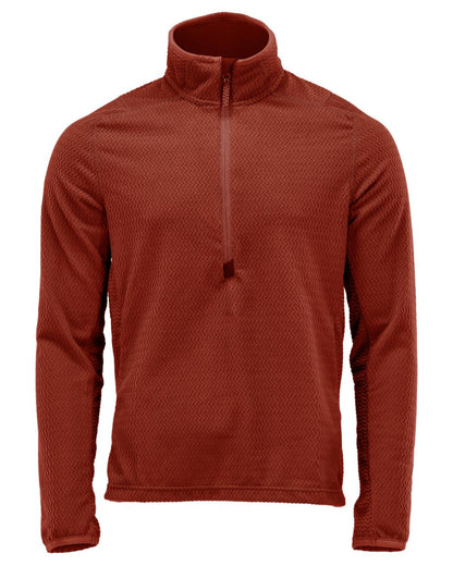 Autumn Red Coloured Mascot Workwear Mens Customized Microfleece Jumper With Half Zip on white background 