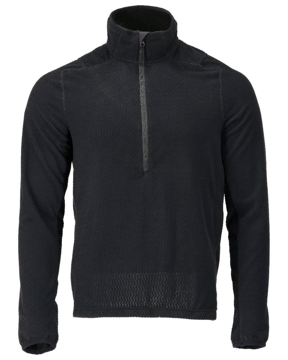 Black Coloured Mascot Workwear Mens Customized Microfleece Jumper With Half Zip on white background 