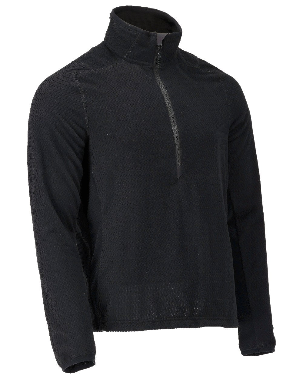 Black Coloured Mascot Workwear Mens Customized Microfleece Jumper With Half Zip on white background 