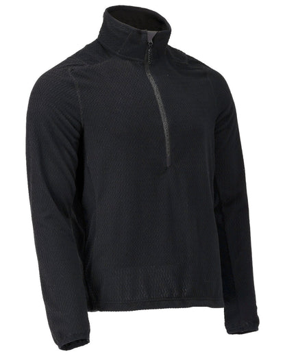 Black Coloured Mascot Workwear Mens Customized Microfleece Jumper With Half Zip on white background 