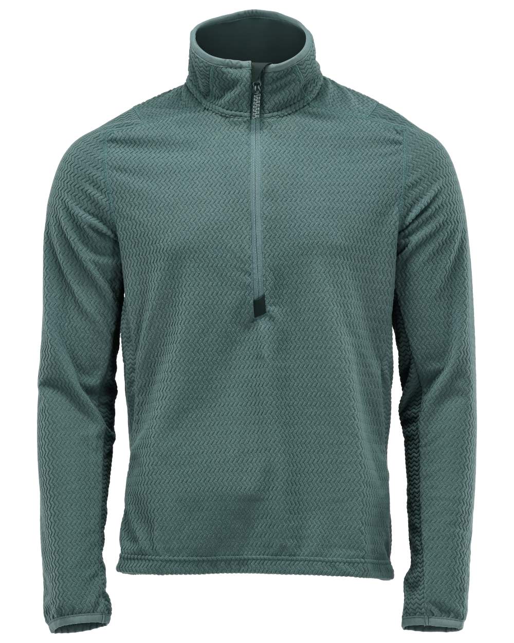 Light Forest Green Coloured Mascot Workwear Mens Customized Microfleece Jumper With Half Zip on white background 