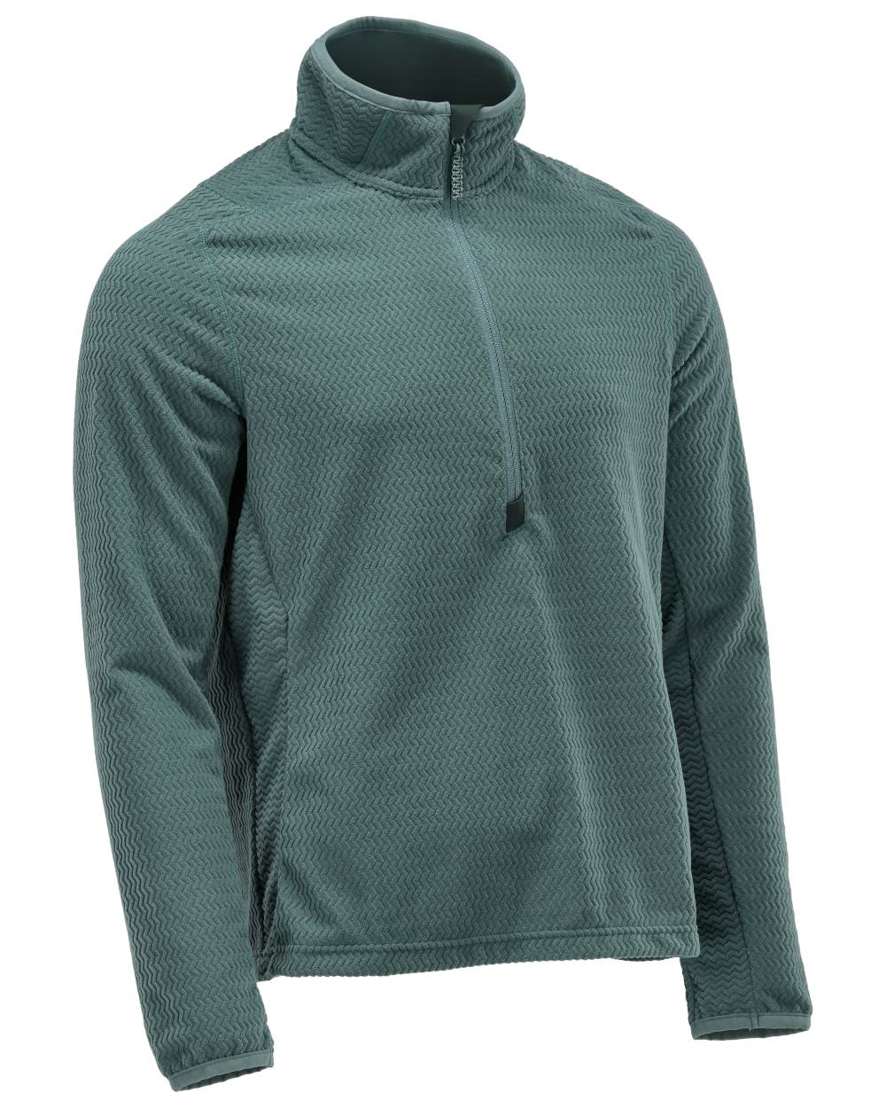 Light Forest Green Coloured Mascot Workwear Mens Customized Microfleece Jumper With Half Zip on white background 