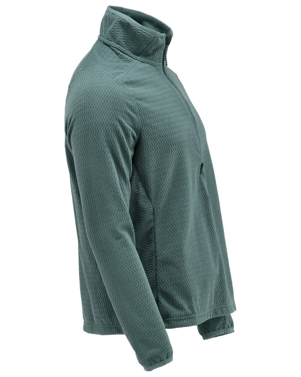Light Forest Green Coloured Mascot Workwear Mens Customized Microfleece Jumper With Half Zip on white background 