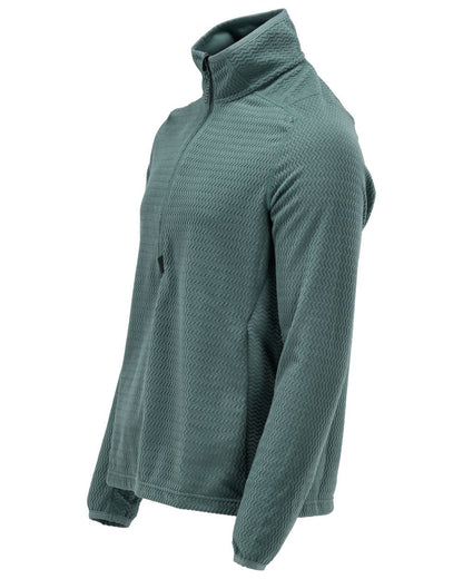 Light Forest Green Coloured Mascot Workwear Mens Customized Microfleece Jumper With Half Zip on white background 