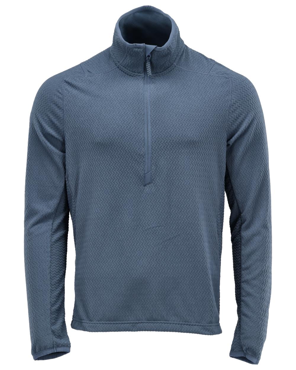 Stone Blue Coloured Mascot Workwear Mens Customized Microfleece Jumper With Half Zip on white background 