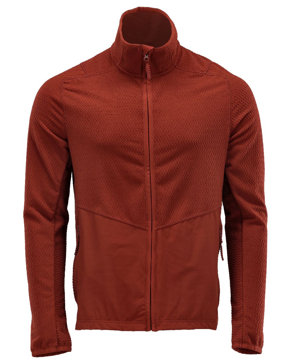 Autumn Red Coloured Mascot Workwear Mens Customized Microfleece Jumper With Zipper on white background 