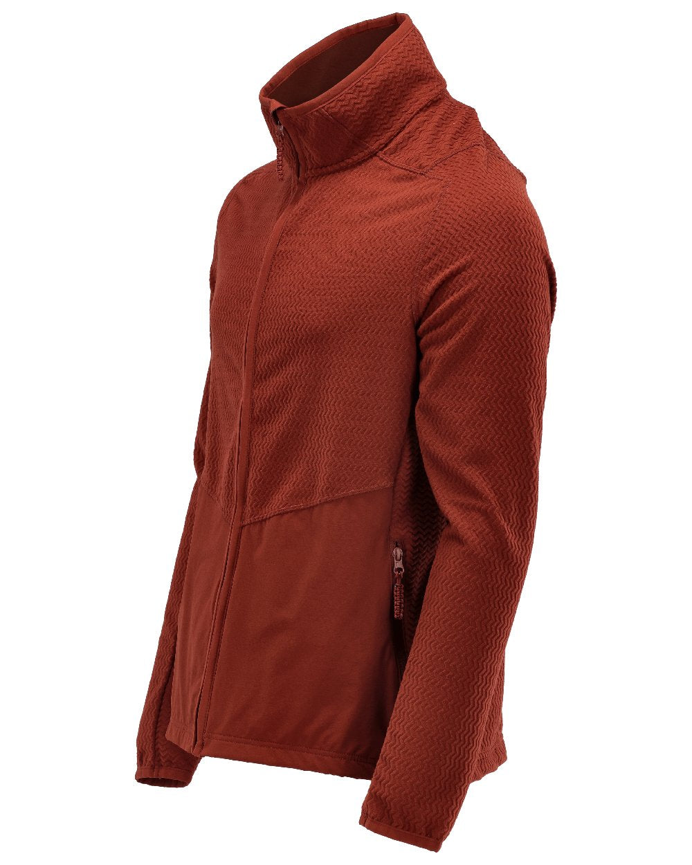 Autumn Red Coloured Mascot Workwear Mens Customized Microfleece Jumper With Zipper on white background 