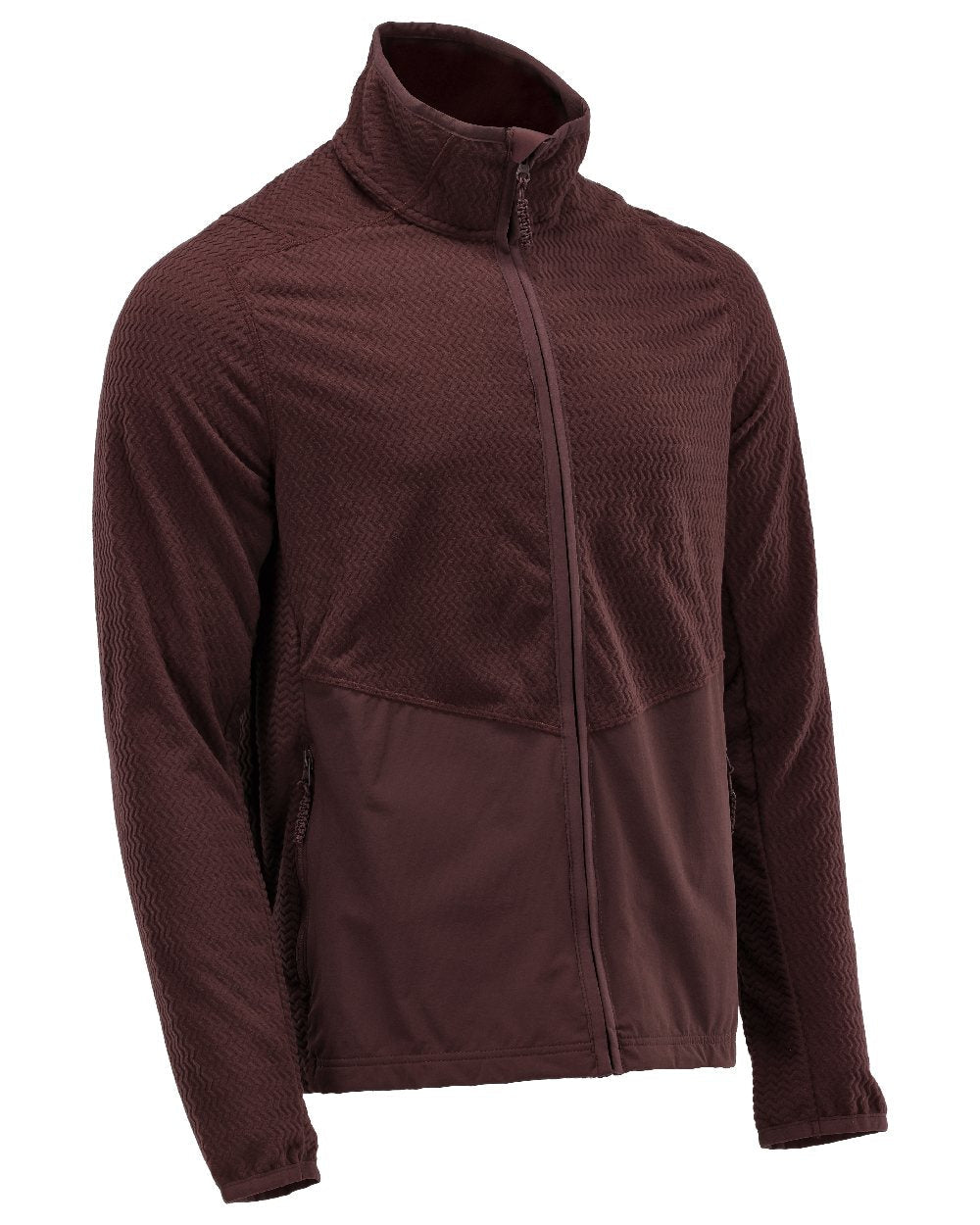 Bordeaux Coloured Mascot Workwear Mens Customized Microfleece Jumper With Zipper on white background 