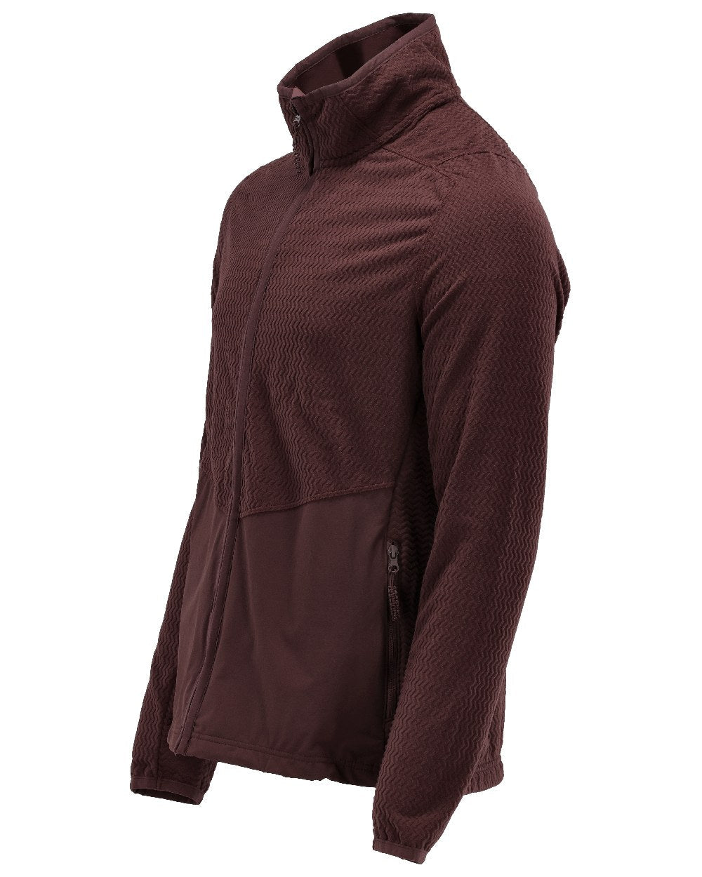 Bordeaux Coloured Mascot Workwear Mens Customized Microfleece Jumper With Zipper on white background 