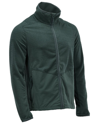 Forest Green Coloured Mascot Workwear Mens Customized Microfleece Jumper With Zipper on white background 