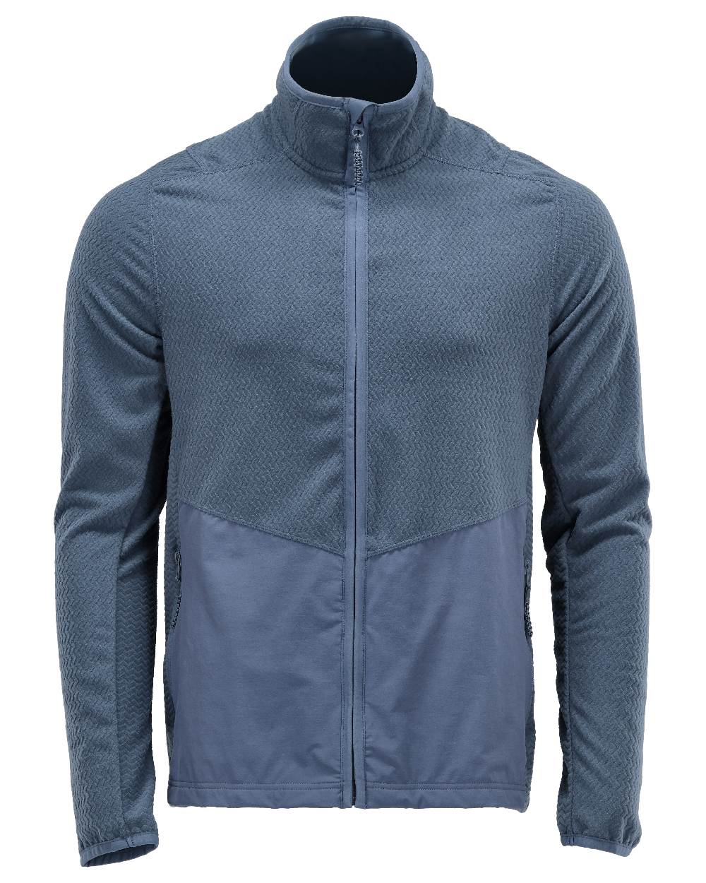 Stone Blue Coloured Mascot Workwear Mens Customized Microfleece Jumper With Zipper on white background 