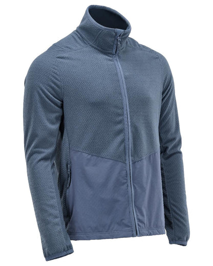 Stone Blue Coloured Mascot Workwear Mens Customized Microfleece Jumper With Zipper on white background 