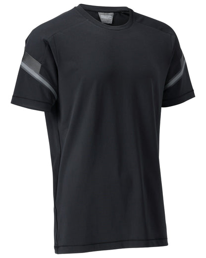 Black Coloured Mascot Workwear Mens Customized Modern Fit Short Sleeve T-Shirt on white background 