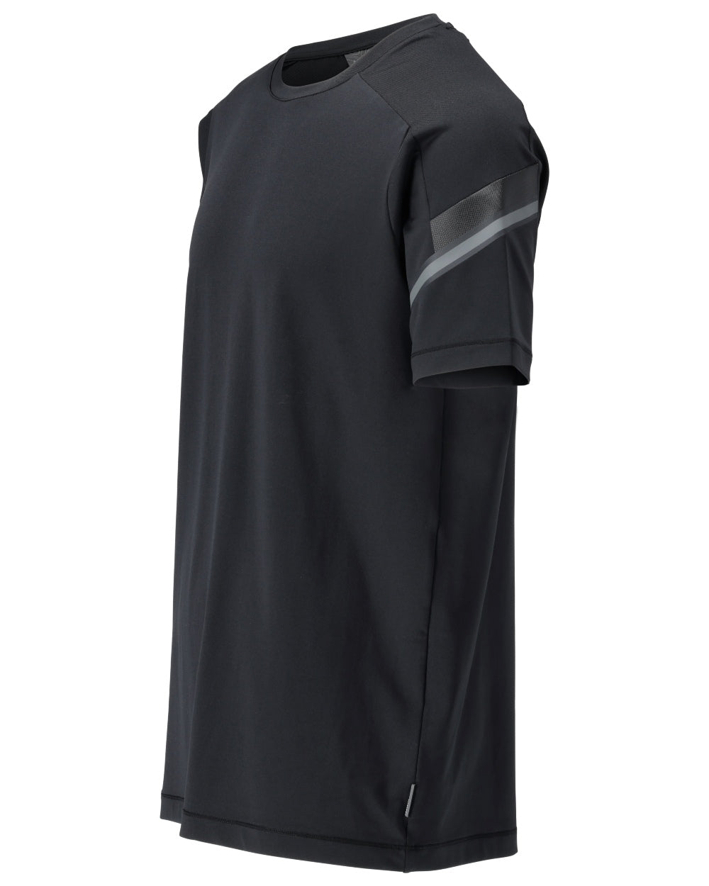 Black Coloured Mascot Workwear Mens Customized Modern Fit Short Sleeve T-Shirt on white background 