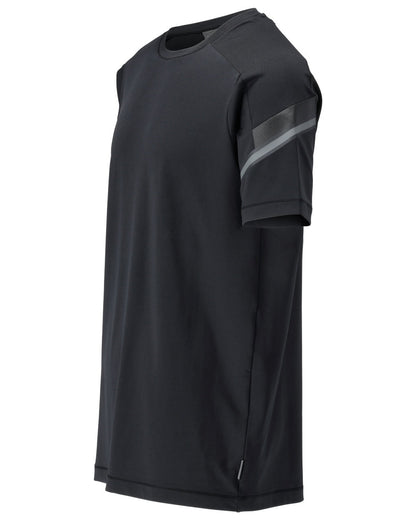 Black Coloured Mascot Workwear Mens Customized Modern Fit Short Sleeve T-Shirt on white background 
