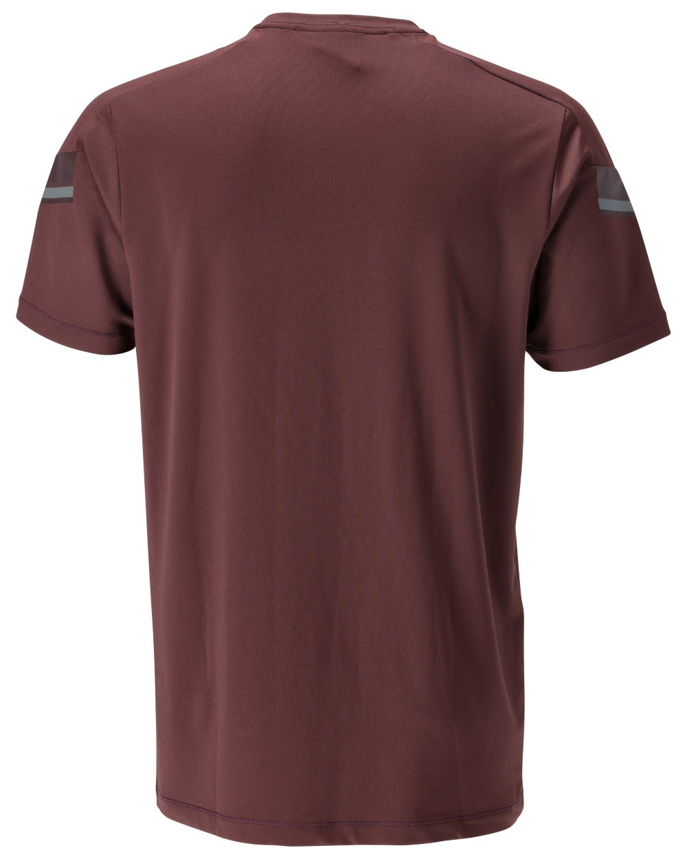 Bordeaux Coloured Mascot Workwear Mens Customized Modern Fit Short Sleeve T-Shirt on white background 