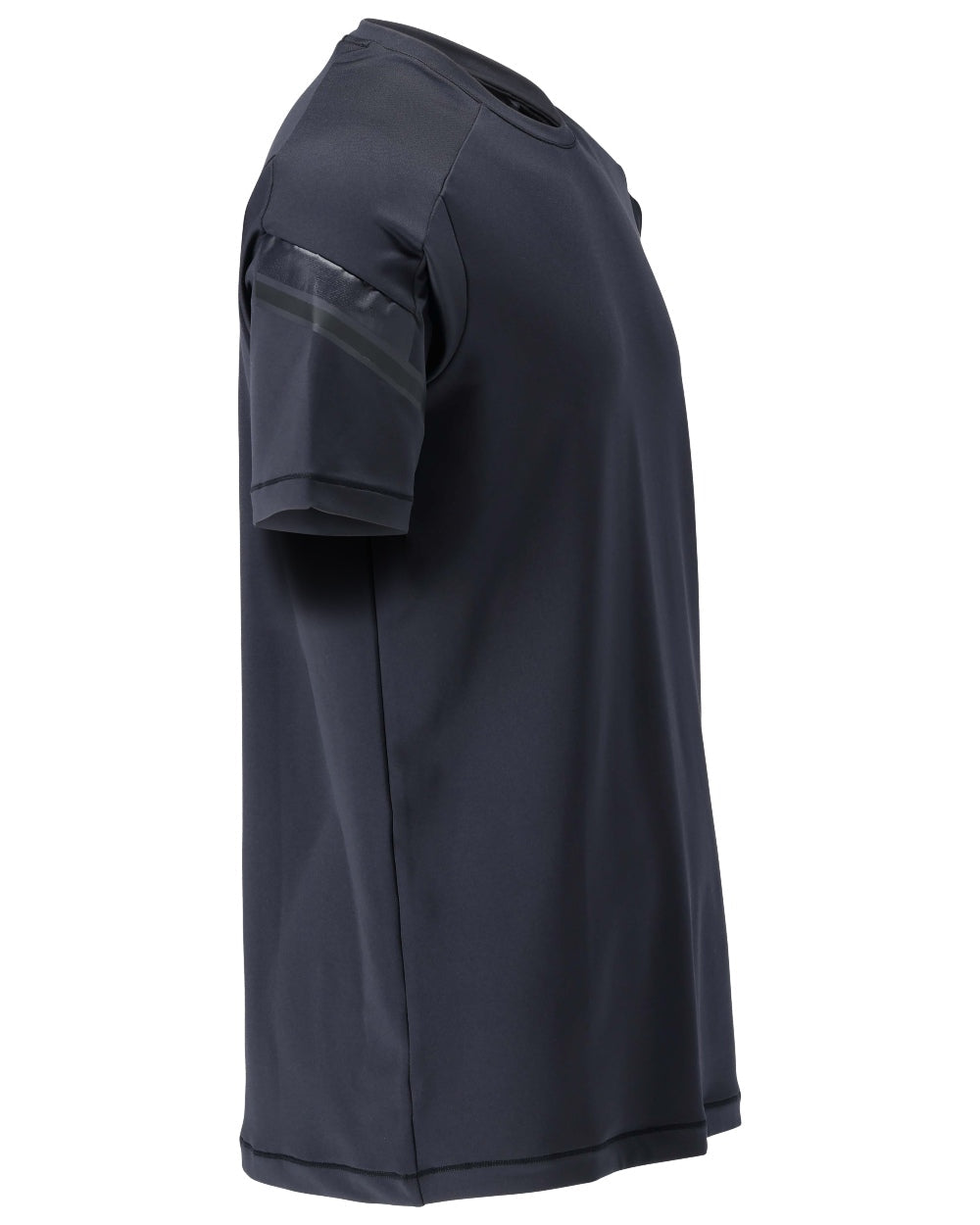 Dark Navy Coloured Mascot Workwear Mens Customized Modern Fit Short Sleeve T-Shirt on white background 