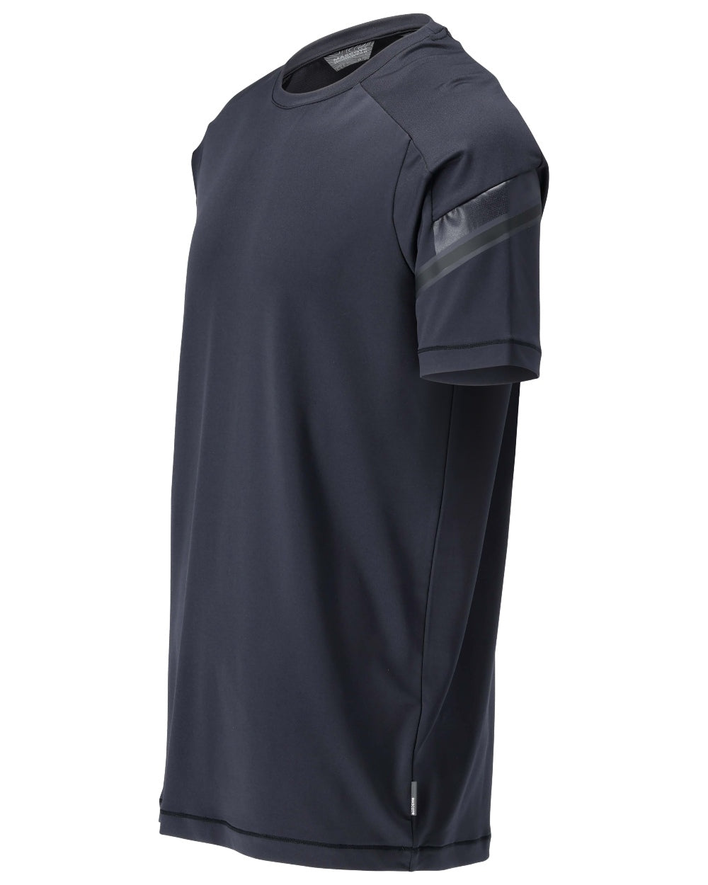 Dark Navy Coloured Mascot Workwear Mens Customized Modern Fit Short Sleeve T-Shirt on white background 