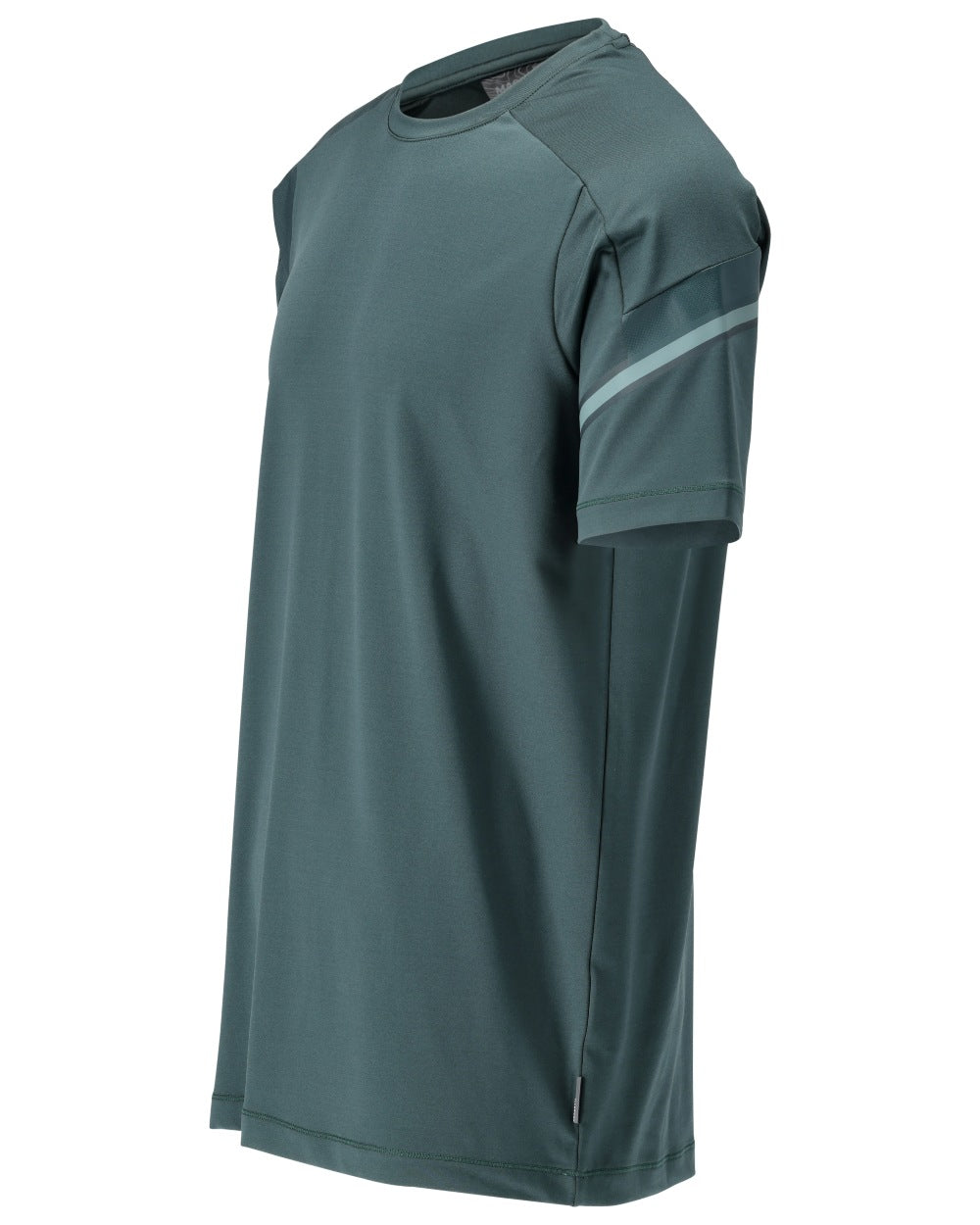 Forest Green Coloured Mascot Workwear Mens Customized Modern Fit Short Sleeve T-Shirt on white background 