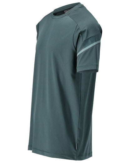 Forest Green Coloured Mascot Workwear Mens Customized Modern Fit Short Sleeve T-Shirt on white background 
