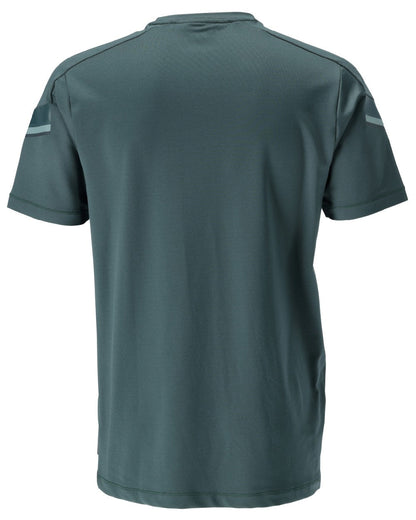Forest Green Coloured Mascot Workwear Mens Customized Modern Fit Short Sleeve T-Shirt on white background 
