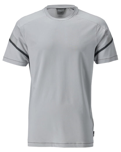 Silver Grey Coloured Mascot Workwear Mens Customized Modern Fit Short Sleeve T-Shirt on white background 
