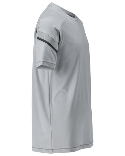 Silver Grey Coloured Mascot Workwear Mens Customized Modern Fit Short Sleeve T-Shirt on white background 